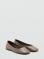 Mango Brown Square Toe Leather Pumps - Image 3 of 4