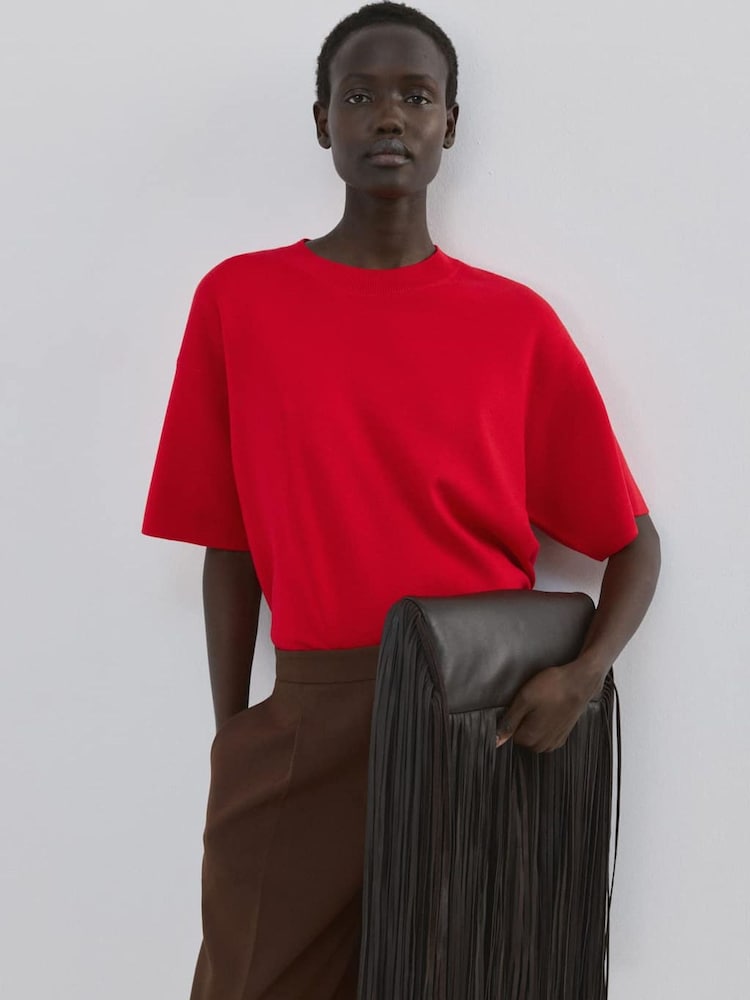 Mango Red Short Sleeve Jumper - Image 1 of 5