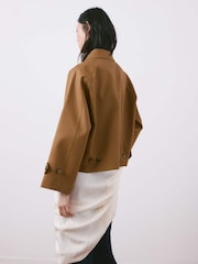 Mango Brown Short Cotton Trench Coat - Image 2 of 4