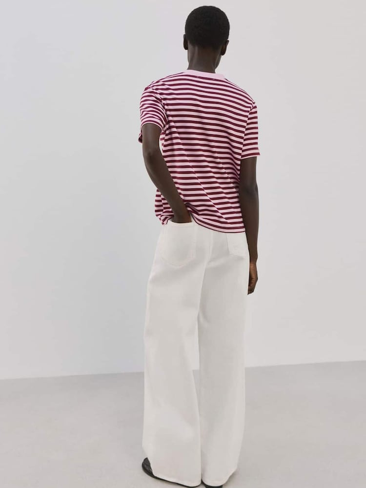 Mango Pink Short Sleeve Stripe T-Shirt - Image 2 of 5