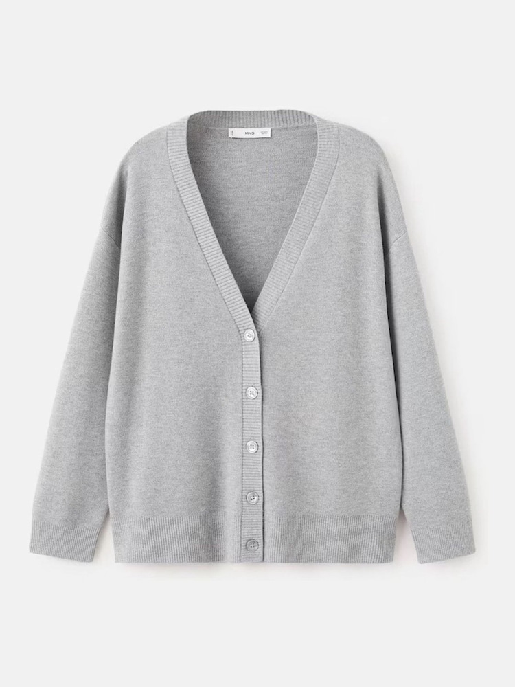 Mango Grey Long Sleeve V-Neck Cardigan - Image 5 of 5