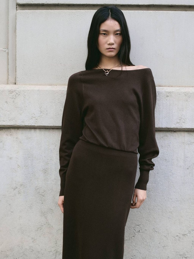 Mango Brown Maxi Jumper Dress - Image 1 of 3 Mango Brown Maxi Jumper Dress - Image 1 of 3