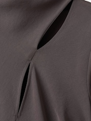 Mango Brown Tie Neck Maxi Dress With Cut Out Detail - Image 6 of 6
