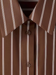 Mango Brown Cotton Stripe Long Sleeve Shirt - Image 7 of 7