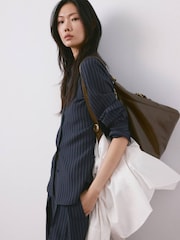 Mango Blue Long Sleeve Stripe Shirt - Image 3 of 6