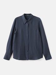 Mango Blue Long Sleeve Stripe Shirt - Image 5 of 6