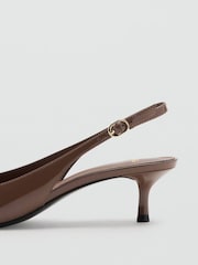 Mango Brown Patent Point Kitten Heels - Image 3 of 3