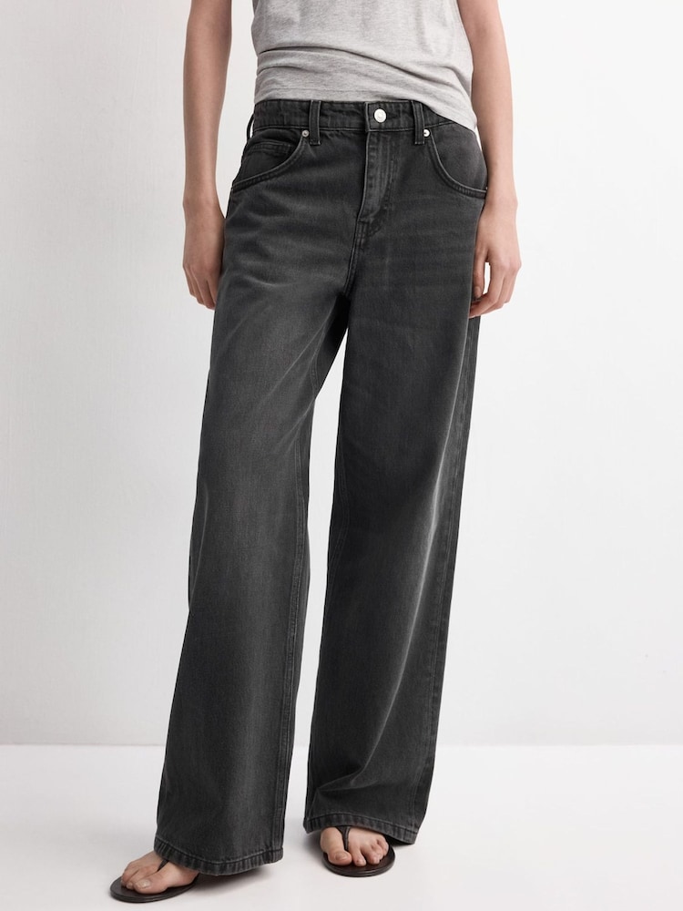 Mango Grey Low Waisted Relaxed Straight Leg Jeans - Image 1 of 6