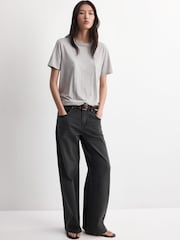 Mango Grey Low Waisted Relaxed Straight Leg Jeans - Image 3 of 6