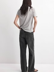 Mango Grey Low Waisted Relaxed Straight Leg Jeans - Image 4 of 6