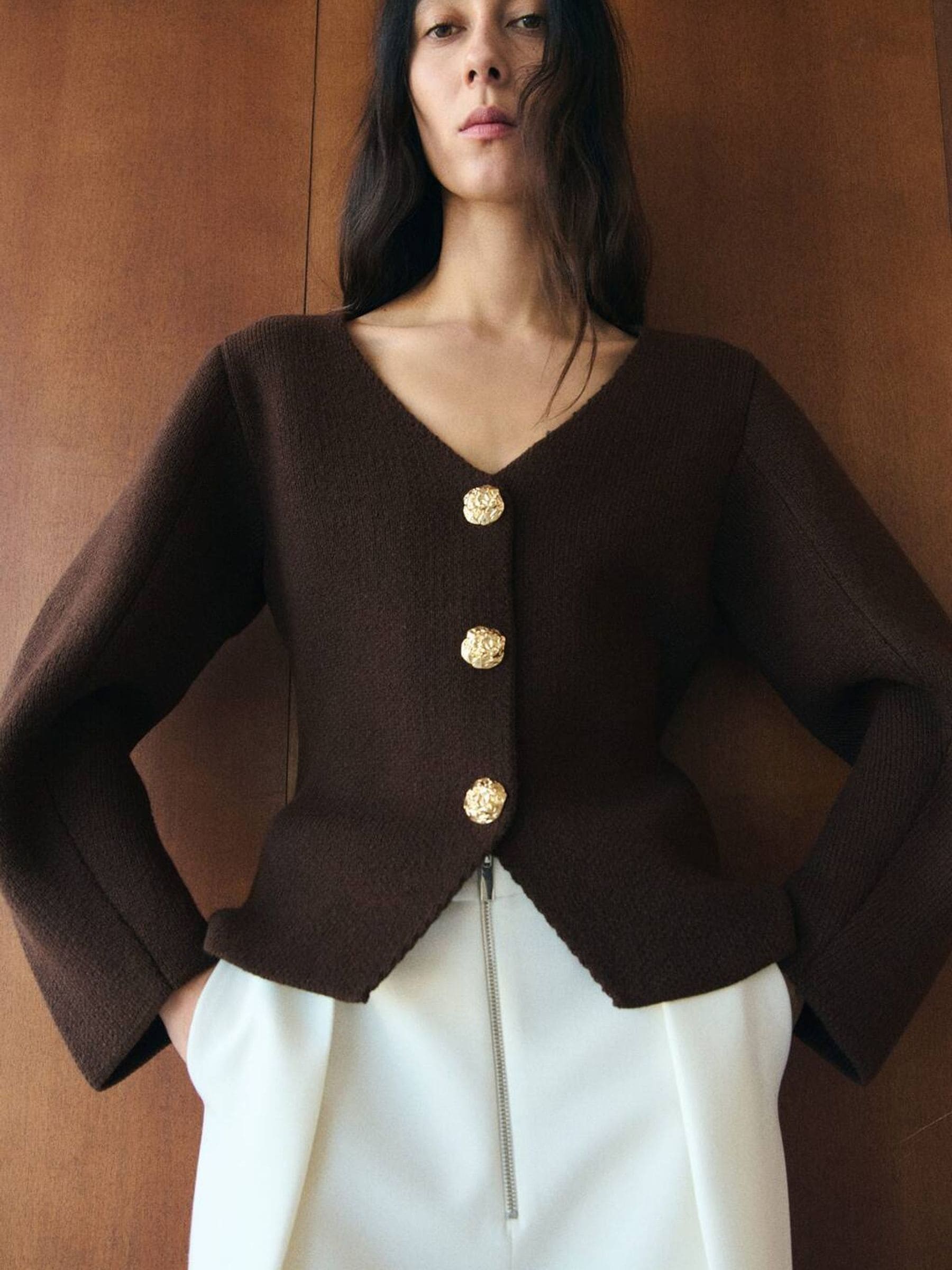 Buy Mango Brown Gold Button Jacket from the Next UK online shop