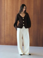 Mango Brown Gold Button Jacket - Image 4 of 6