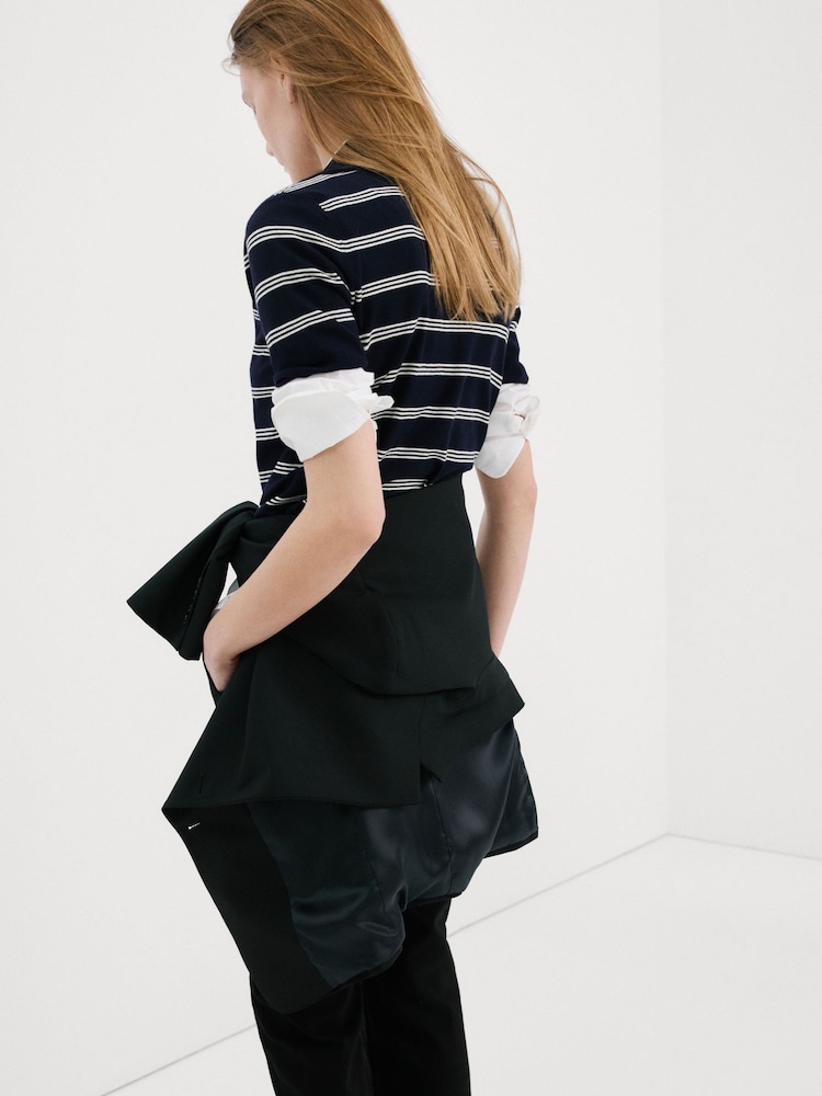 Mango Blue Short Sleeve Stripe Polo Top - Image 2 of 4