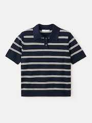 Mango Blue Short Sleeve Stripe Polo Top - Image 4 of 4