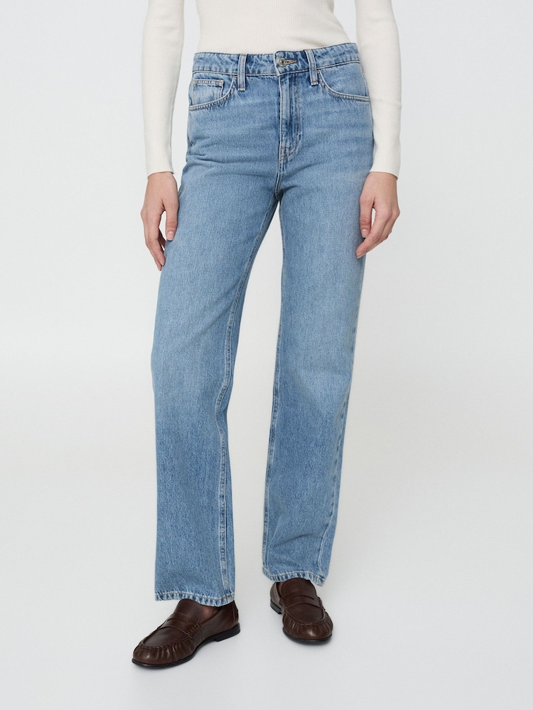 Mango Blue Straight Leg Jeans - Image 1 of 4