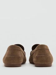 Mango Brown Suede Topstitched Loafers - Image 3 of 6
