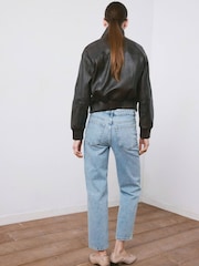 Mango Brown Suede Topstitched Loafers - Image 5 of 6