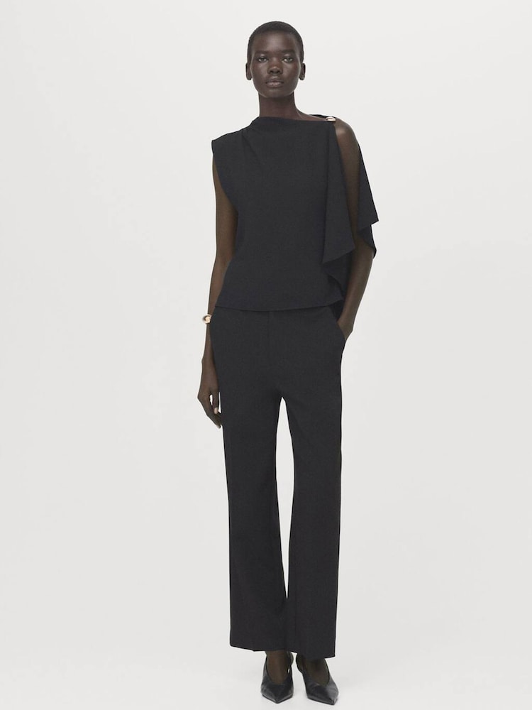 Mango Black Metal Detail Asymmetric Top - Image 1 of 6