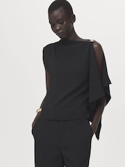 Mango Black Metal Detail Asymmetric Top - Image 3 of 6