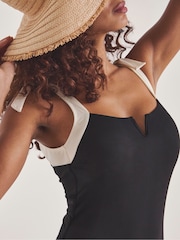 Simply Be Black Magisculpt Mono Contrast Swimsuit - Image 4 of 4