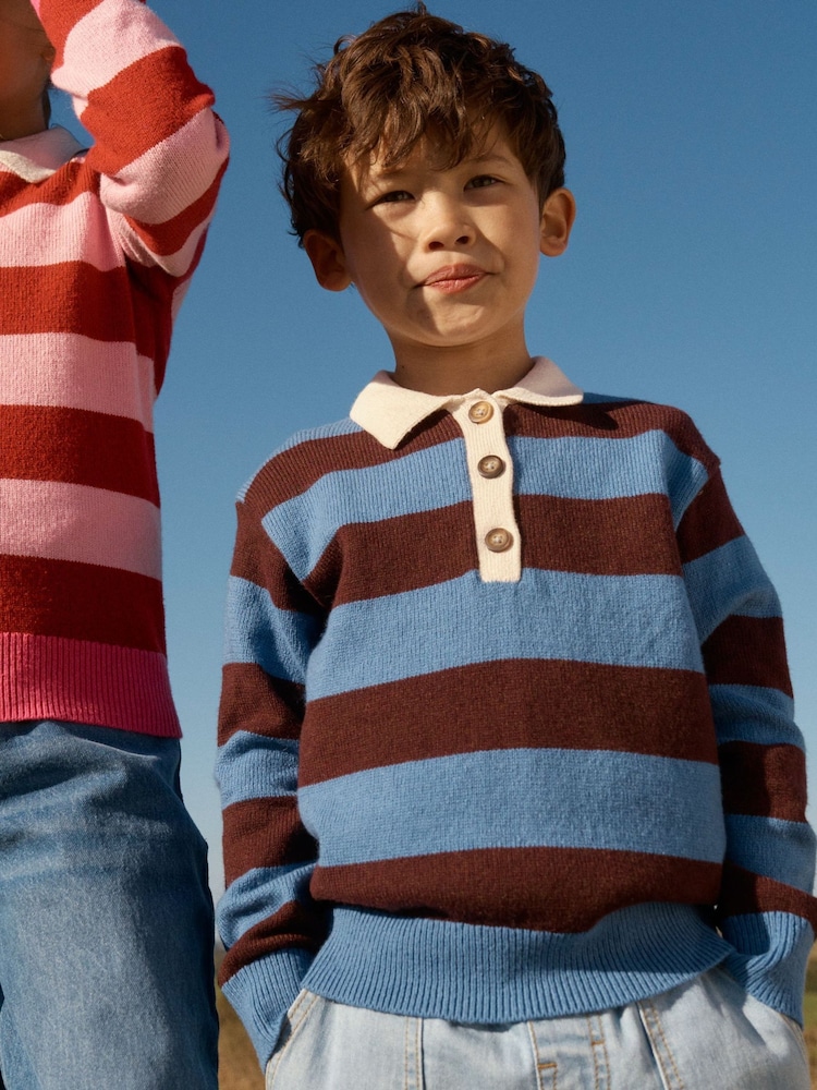 Boden Blue Knitted Rugby Jumper - Image 1 of 4