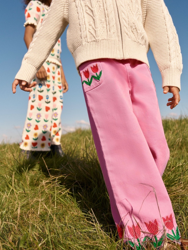 Boden Pink Wide Leg Pull-on Trousers - Image 1 of 7