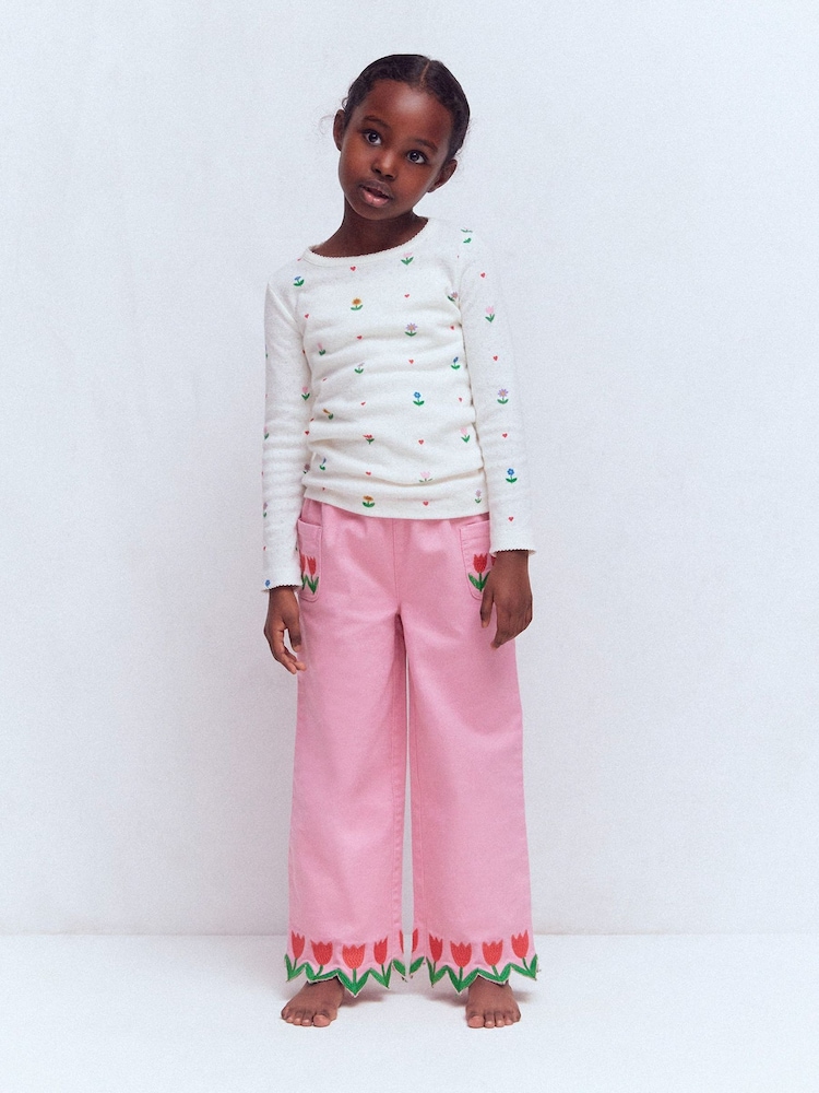 Boden Pink Wide Leg Pull-on Trousers - Image 2 of 7