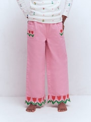 Boden Pink Wide Leg Pull-on Trousers - Image 4 of 7