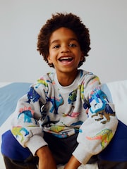 Boden Grey Dino Everyday Printed Sweatshirt - Image 1 of 4