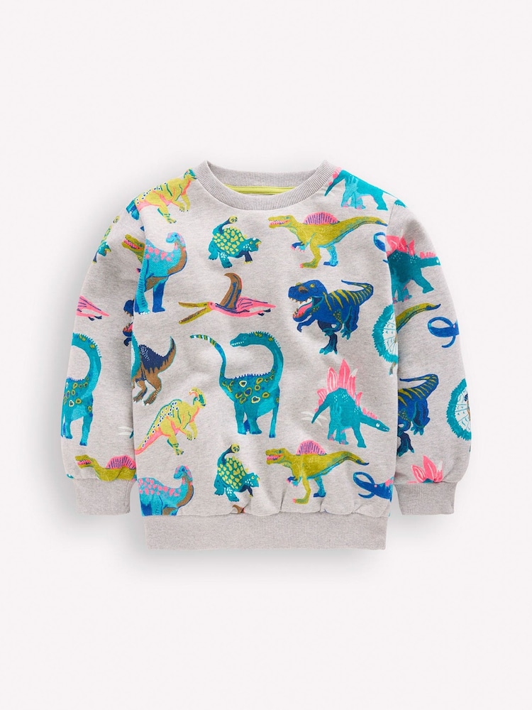 Boden Grey Dino Everyday Printed Sweatshirt - Image 2 of 4