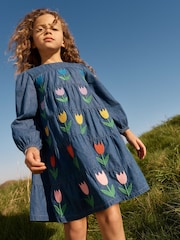 Boden Blue Twirly Denim Dress - Image 1 of 4