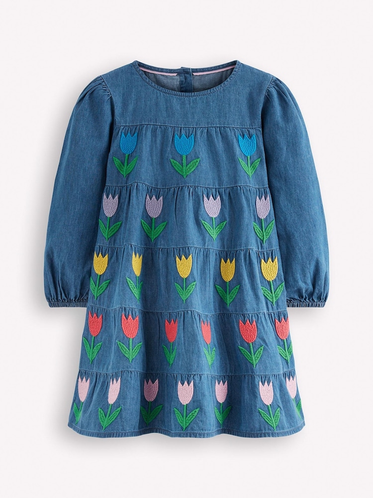 Boden Blue Twirly Denim Dress - Image 2 of 4 Boden Blue Twirly Denim Dress - Image 2 of 4