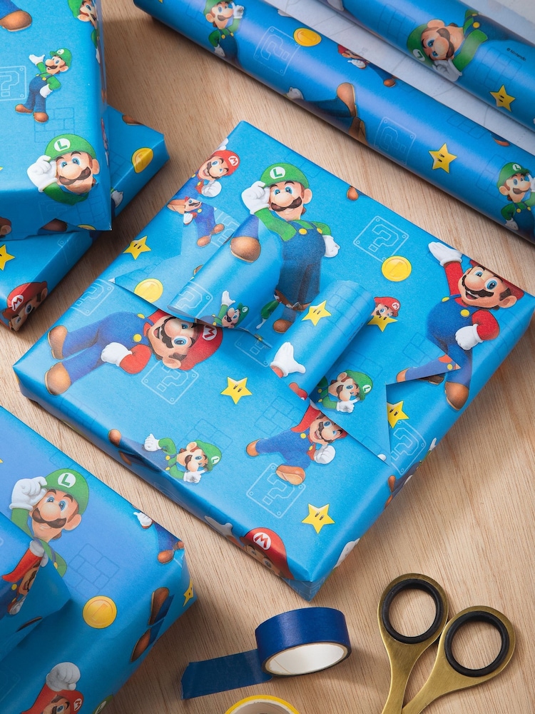 Hallmark 3 x 2m Super Mario Bros Wrapping Paper - Image 1 of 5 Hallmark 3 x 2m Super Mario Bros Wrapping Paper - Image 1 of 5
