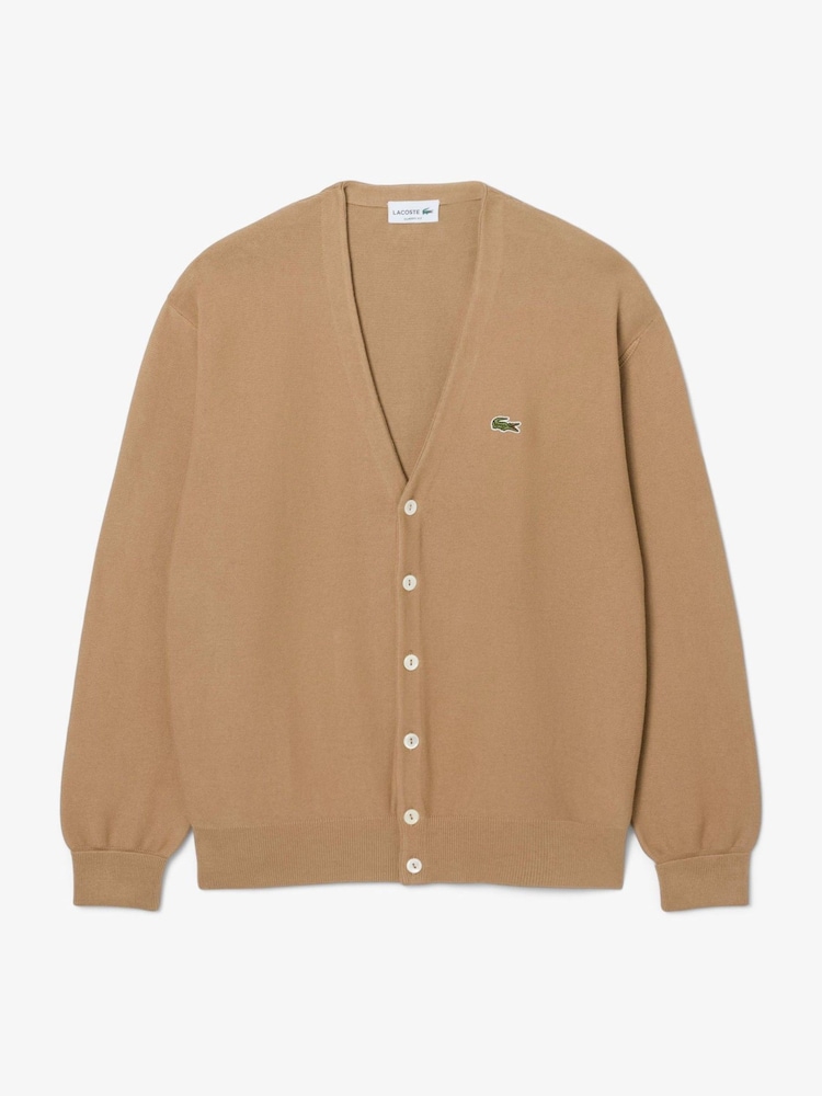 Lacoste Brown Classic Fit Knitted Cardigan - Image 1 of 3