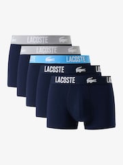 Lacoste Blue Logo Waist Stretch Cotton Trunks 5 Pack - Image 1 of 6
