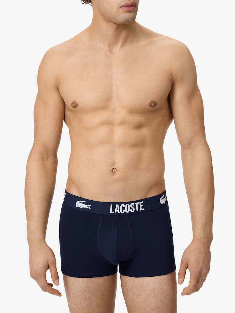 Lacoste Blue Logo Waist Stretch Cotton Trunks 5 Pack - Image 2 of 6
