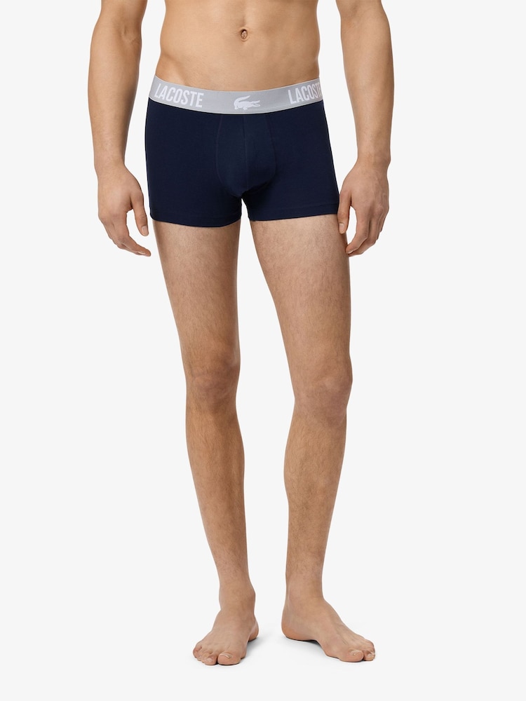 Lacoste Blue Logo Waist Stretch Cotton Trunks 5 Pack - Image 6 of 6