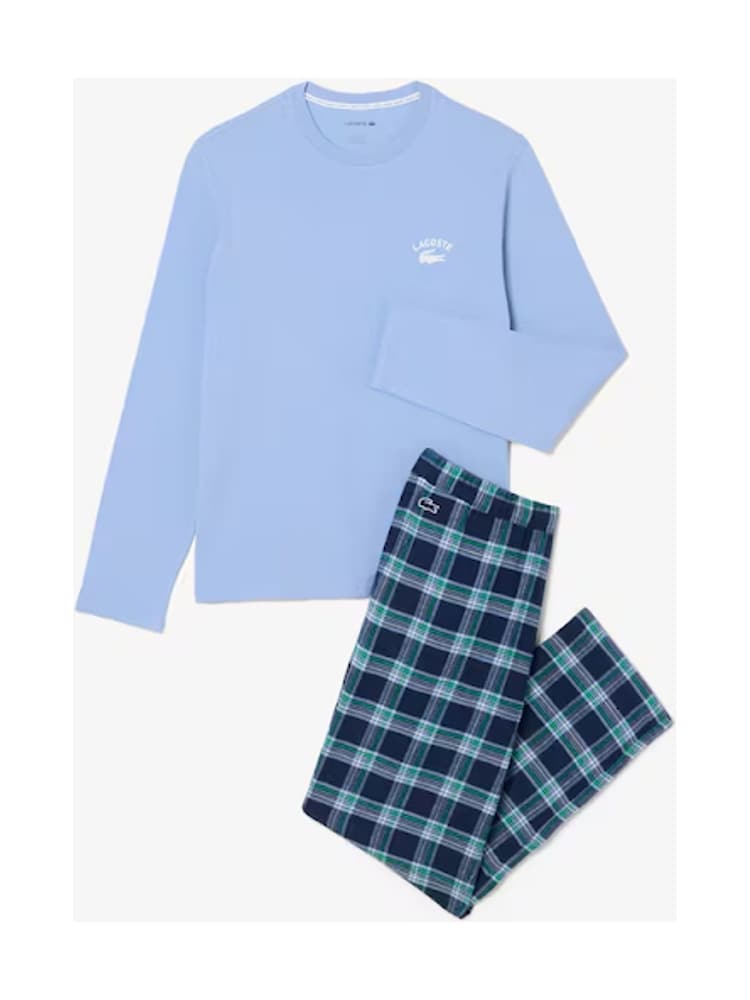 Conjunto de pijama de punto de franela de cuadros de Lacoste - Imagen 1 de 4