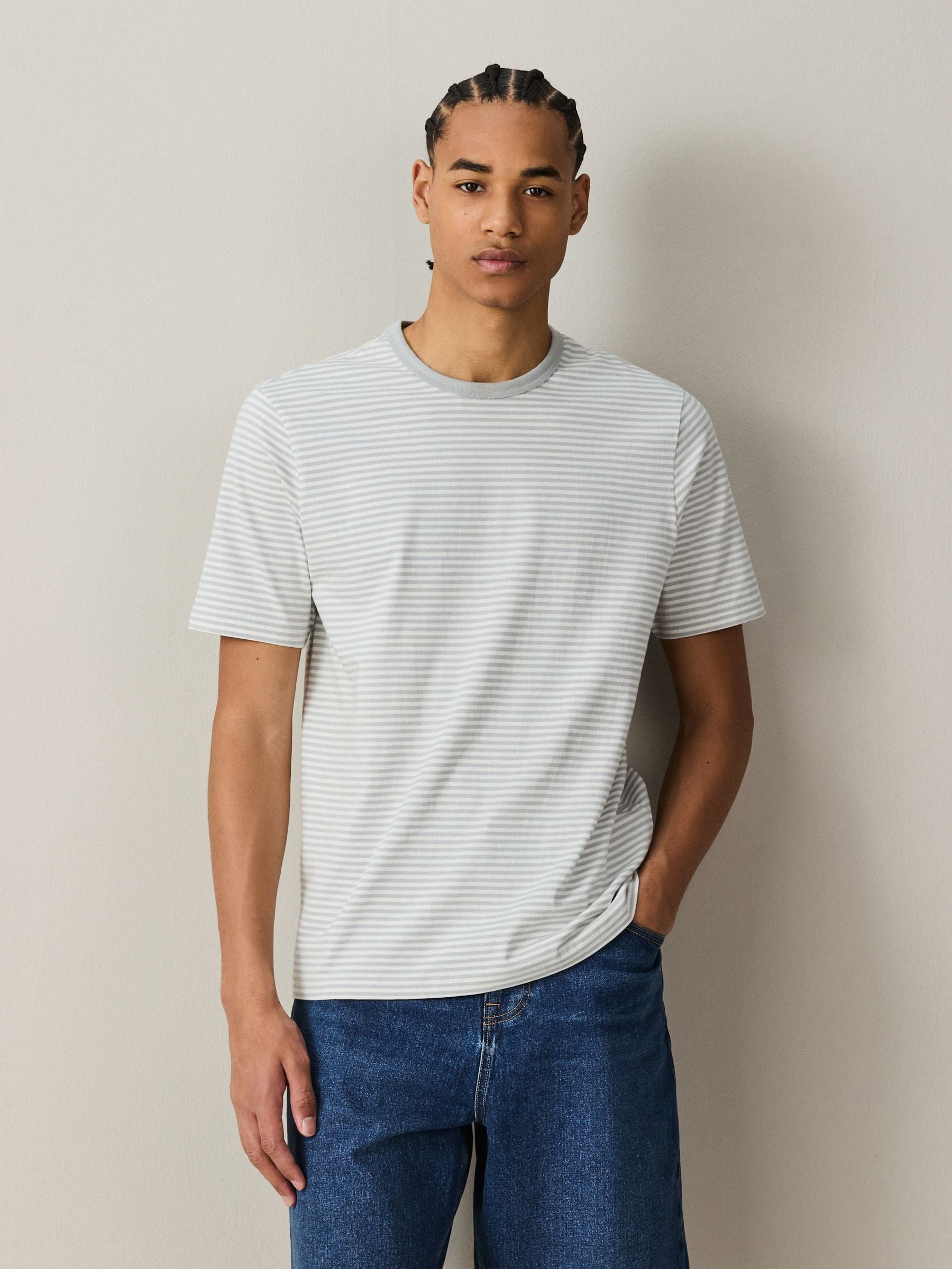 Me roir】STRIPE OVER SHIRT stripe over shirt