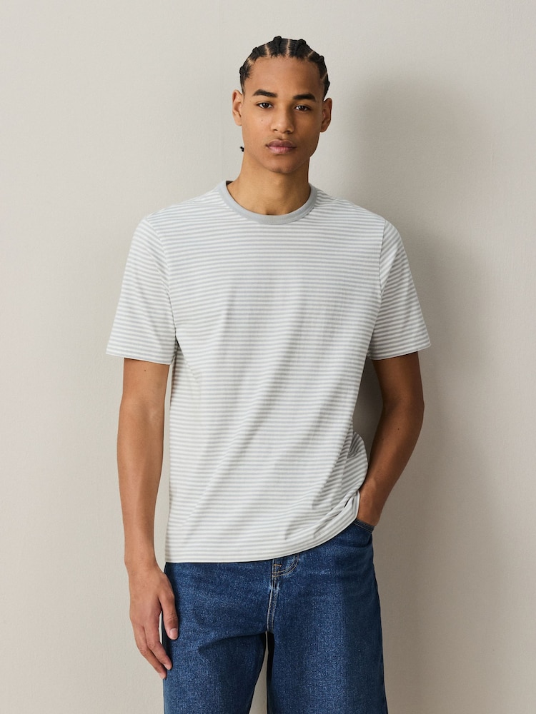 Grey Horizontal Stripe Ringer T-Shirt - Image 4 of 4