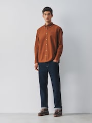 Tobacco Orange Slim Fit Oxford Long Sleeve Shirt - Image 2 of 6
