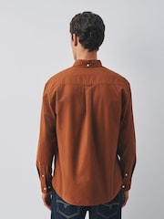 Tobacco Orange Slim Fit Oxford Long Sleeve Shirt - Image 3 of 6