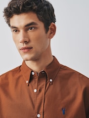 Tobacco Orange Slim Fit Oxford Long Sleeve Shirt - Image 4 of 6