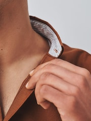 Tobacco Orange Slim Fit Oxford Long Sleeve Shirt - Image 5 of 6