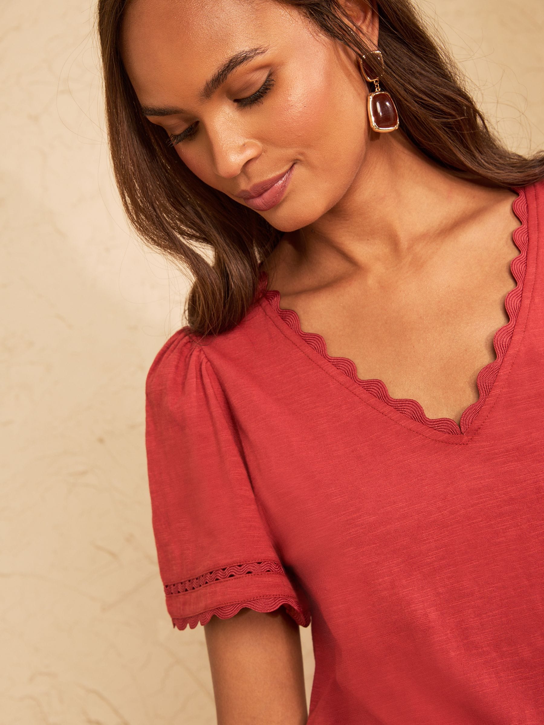 Buy Love & Roses Rust Red V-Neck T-Shirt from Next Ireland