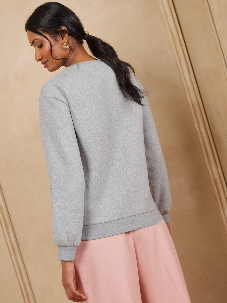 Love & Roses Embrodidered Motif Sweatshirt - Obraz 5 z 5