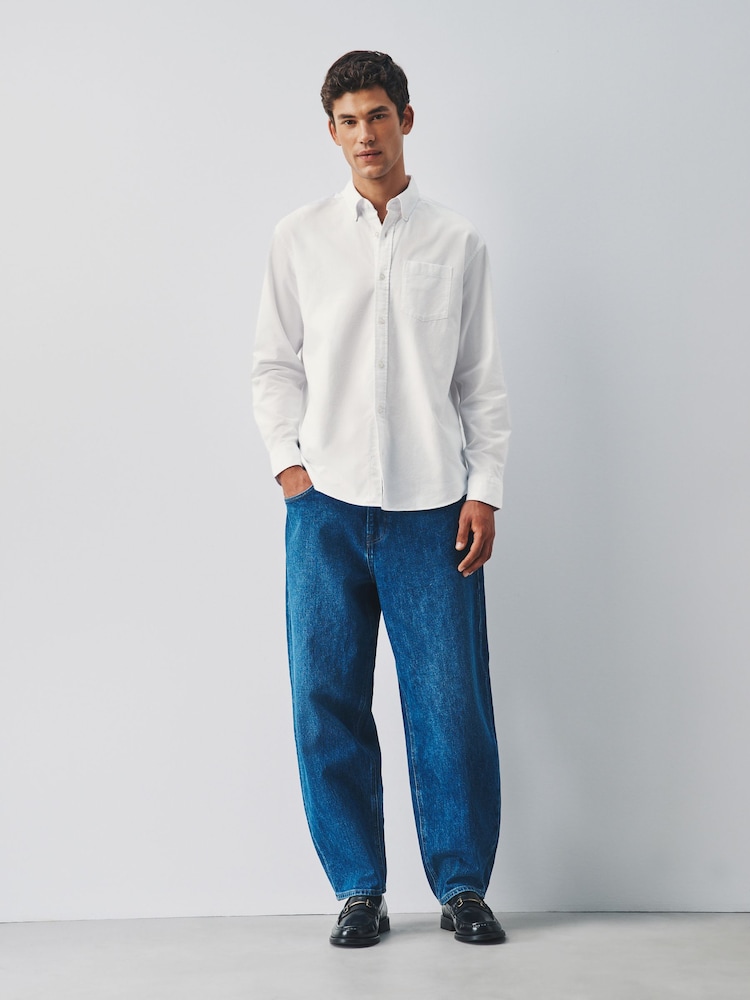White Brushed Oxford Long Sleeve Shirt - Image 2 of 6 White Brushed Oxford Long Sleeve Shirt - Image 2 of 6