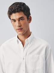 White Brushed Oxford Long Sleeve Shirt - Image 5 of 6