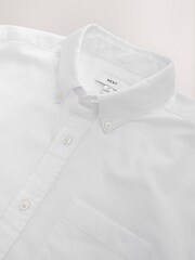 Blanc - Chemise Oxford brossée à manches longues - Image 8 de 9