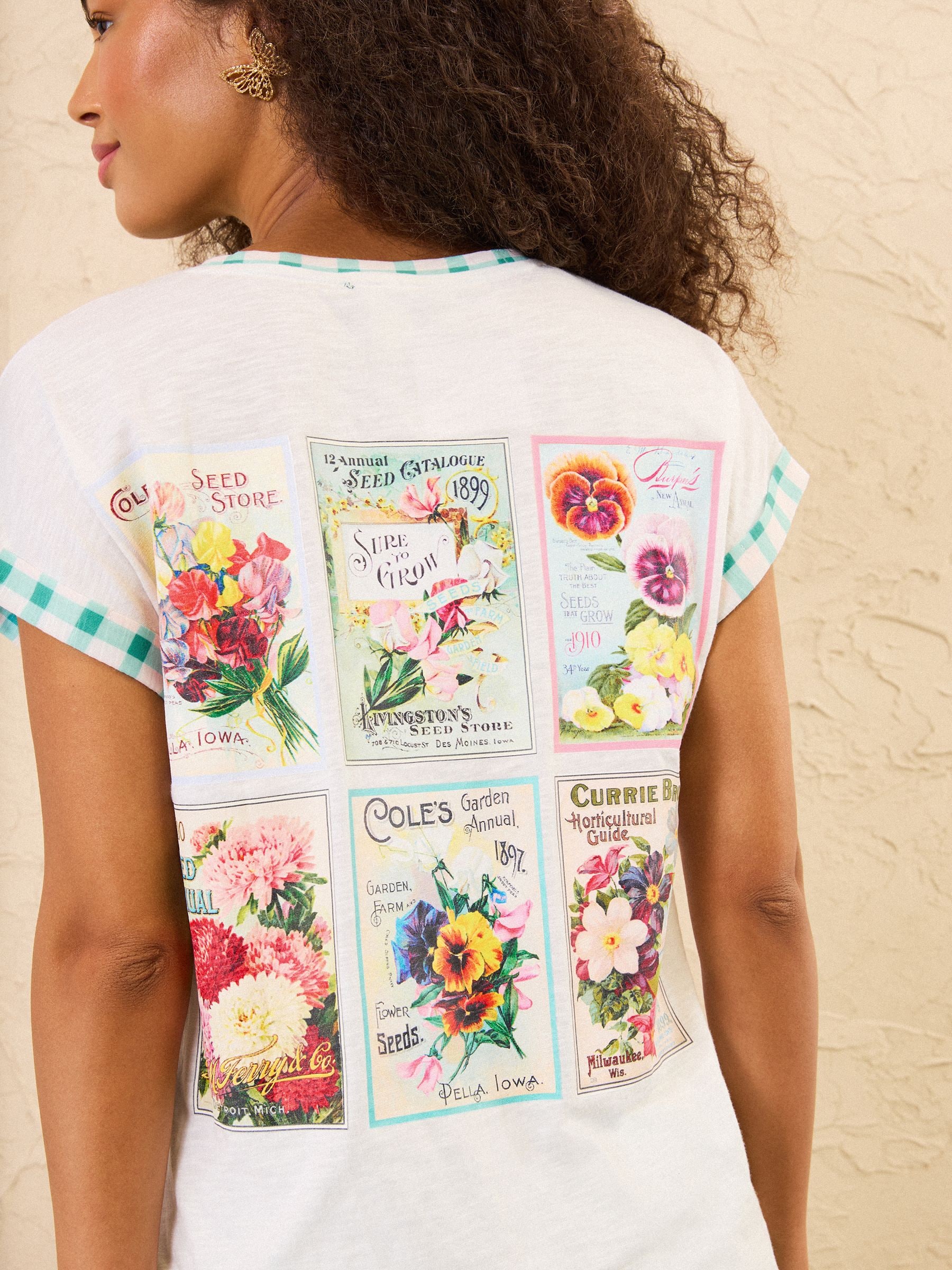 Buy Love & Roses x RHS Ivory Seed Packet Print Crew Neck Jersey T